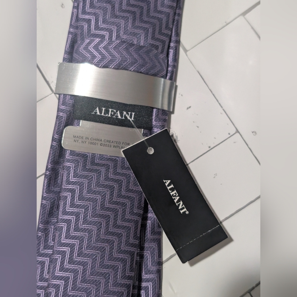(Bundle)Alfani Purple, Black , Burgundy,Denim And Navy Ties Set.  Accessories - Picture 7 of 7